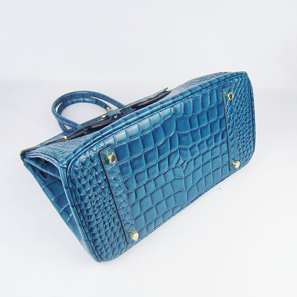 High Quality Fake Hermes Birkin 35CM Max Crocodile Veins Leather Bag Blue 6089 - Click Image to Close